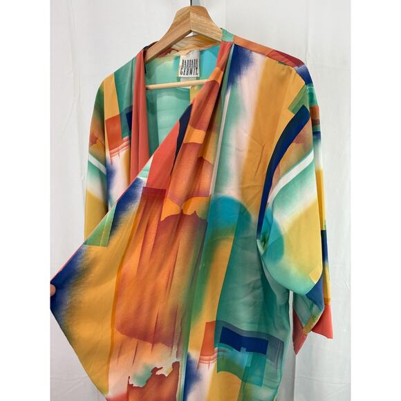BARBARA GERWIT Size L Cocoon Kimono Jacket Open Front Tunic Multicolor - Picture 5 of 9